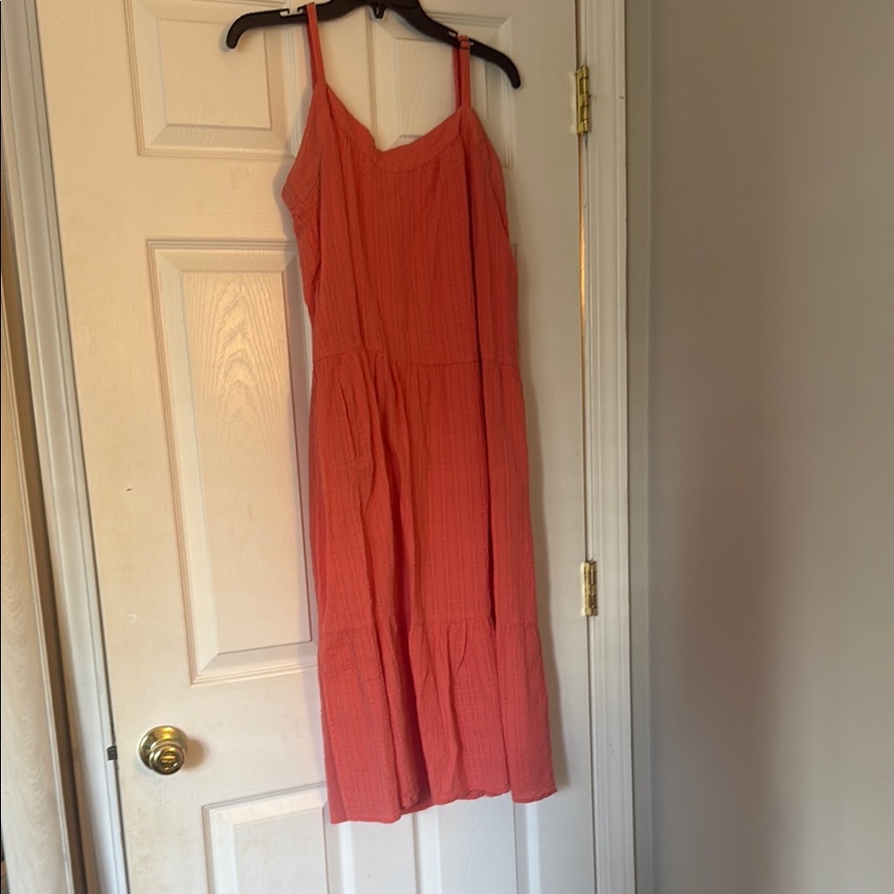 Coral Sleeveless Midi Dress